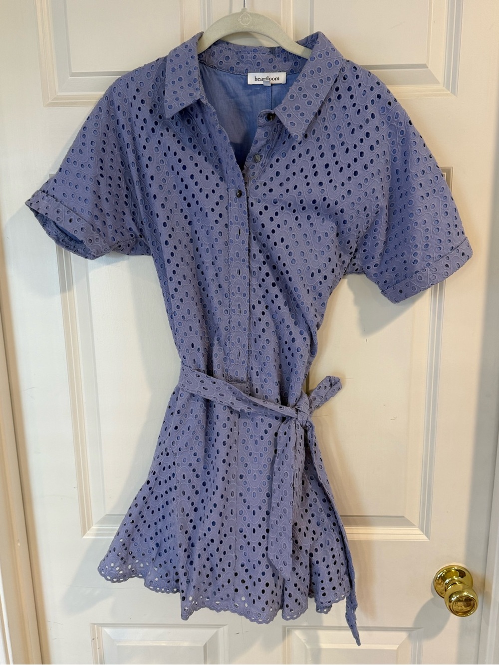 Heartloom Lavender Eyelet Shirt Dress with Tie Belt